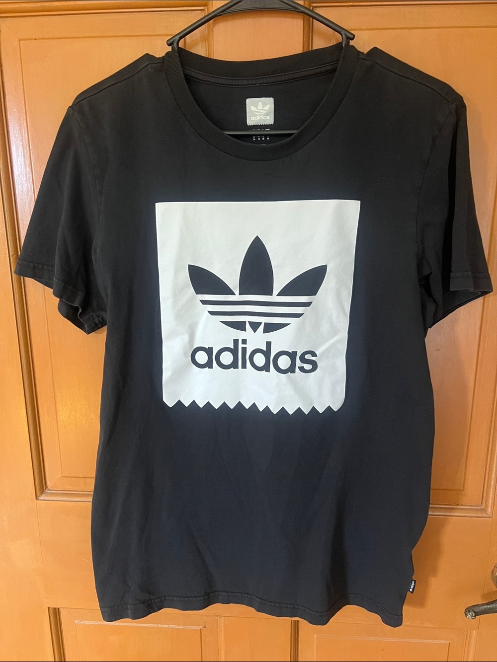 adidas Black Short-Sleeve Trefoil Logo Tee